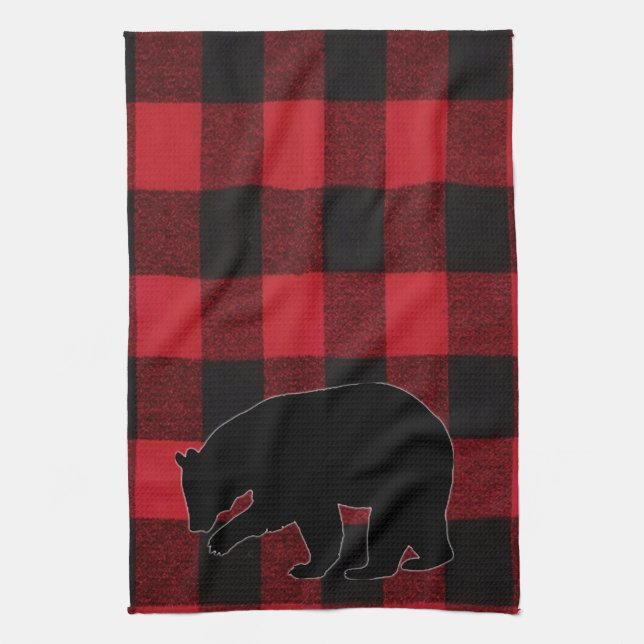 Kitchen Towel Red Buffalo Play Bear Black Kökshandduk (Vertikal)