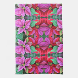 Kitchen Towel - Red & Rosa Poinsettias Kökshandduk