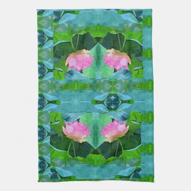 Kitchen Towel - Rosa Lotus Abstrakt Kökshandduk (Vertikal)