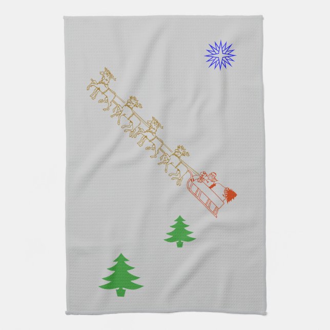 Kitchen Towel - Santa and Sleigh Kökshandduk (Vertikal)