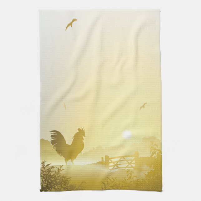 Kitchen Towel Sunny Morgon Farm Land Rustic Su Kökshandduk (Vertikal)