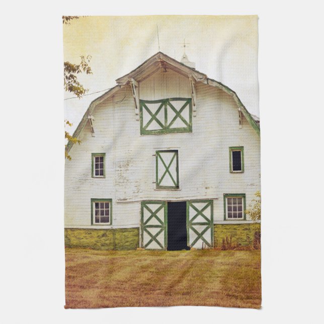 Kitchen Towel Sunset Barn Land Rustic Fält Hay Kökshandduk (Vertikal)