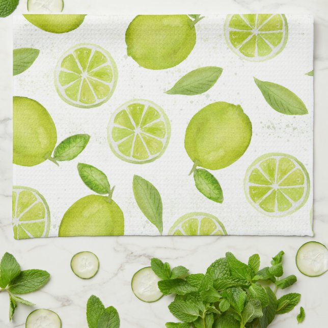 Kitchen Towel Watercolor Lime Mönster Kökshandduk (Vikta)