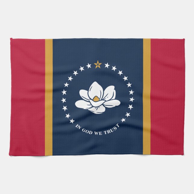 Kitchen towel with Flag of Mississippi State, USA Kökshandduk (Horisontell)
