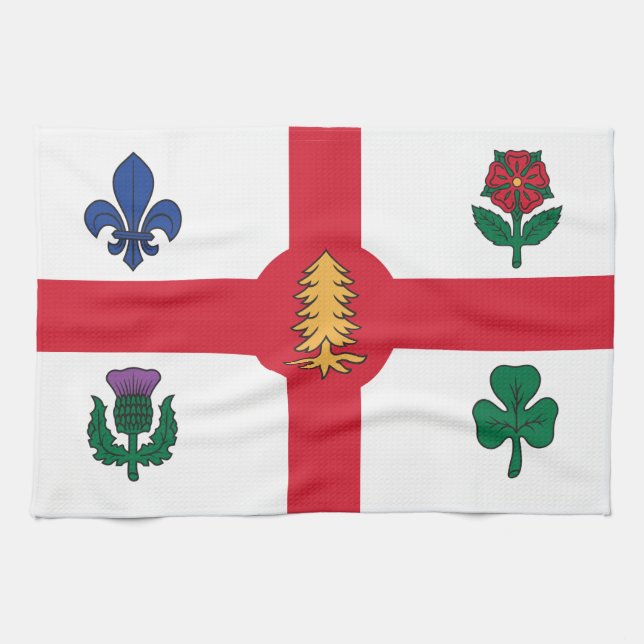 Kitchen towel with Flag of Montreal, Canada Kökshandduk (Horisontell)