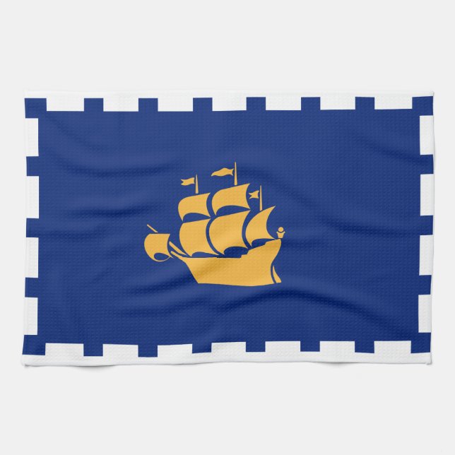Kitchen towel with Flag of Quebec City, Canada Kökshandduk (Horisontell)