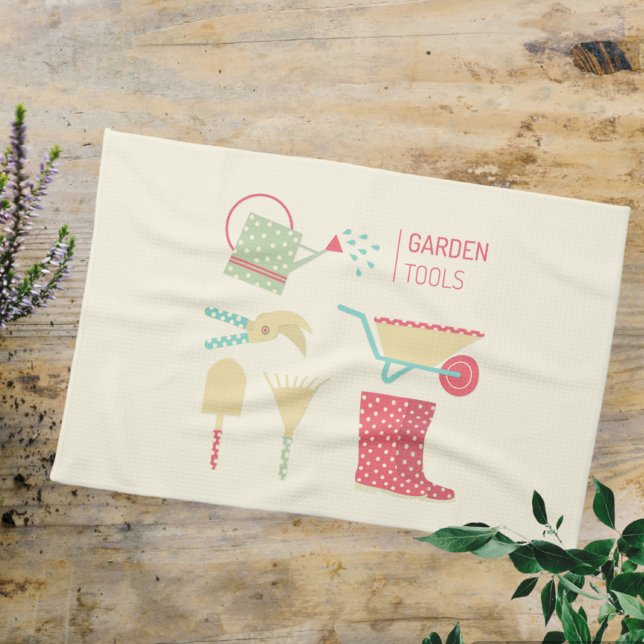 Kitchen towel with gardening tools print kökshandduk (Skapare uppladdad)