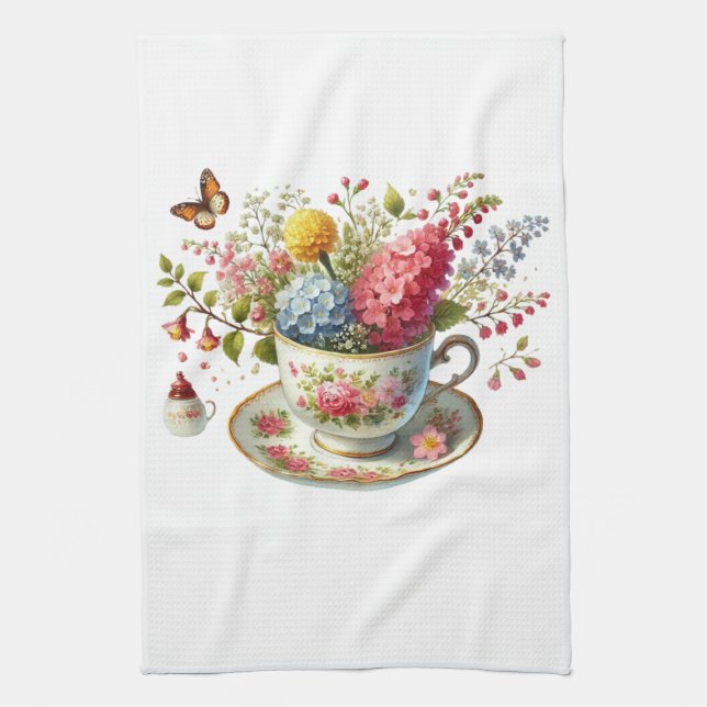 Kitchen Towels-Hello Spring Floral Kitchen Towels Kökshandduk (Vertikal)