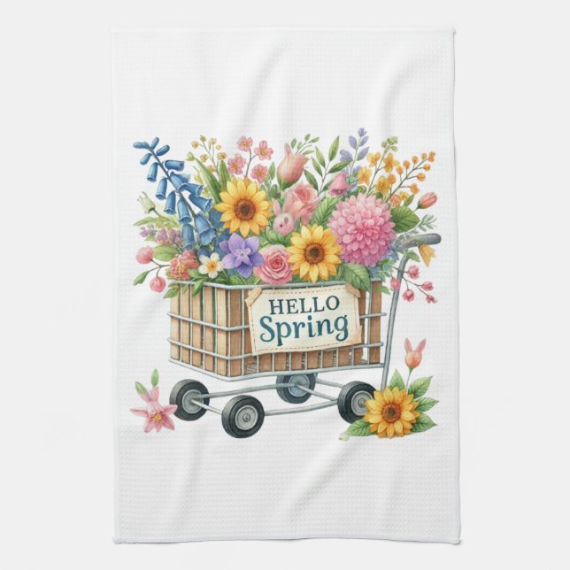 Kitchen Towels-Hello Spring Floral Kitchen Towels Kökshandduk (Vertikal)