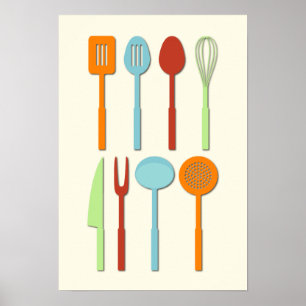 Kitchen Utensil Silhouettes ORBLC Poster