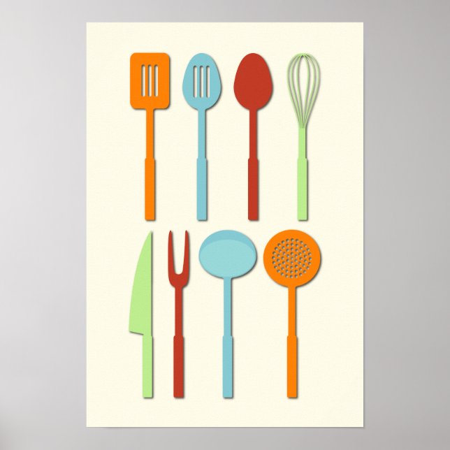 Kitchen Utensil Silhouettes ORBLC Poster (Framsidan)
