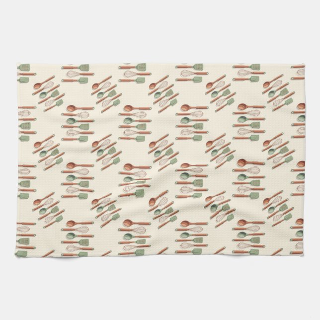 kitchen utensils spatulas whisks and spoons kökshandduk (Horisontell)