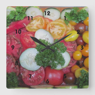Kitchen Veggie Clock Fyrkantig Klocka