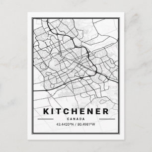 Kitchener Ontario Canada Travel City Karta Poster Vykort