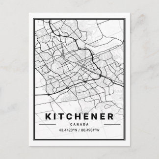 Kitchener Ontario Canada Travel City Karta Poster Vykort