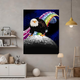 Kitchy Coola Lunar Rainbow USA Eagle Måne Landing Poster