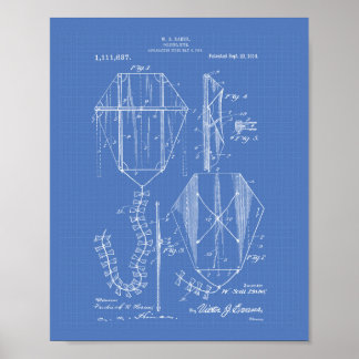Kite 1914 Patent Art Old Peper Poster