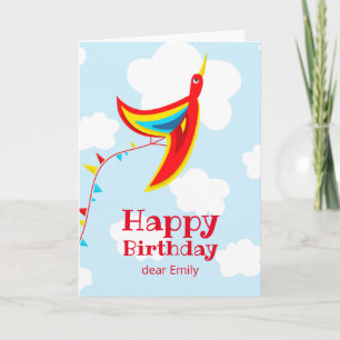 Kite Bird Roligt Cute Grattis på födelsedagen Kids Kort