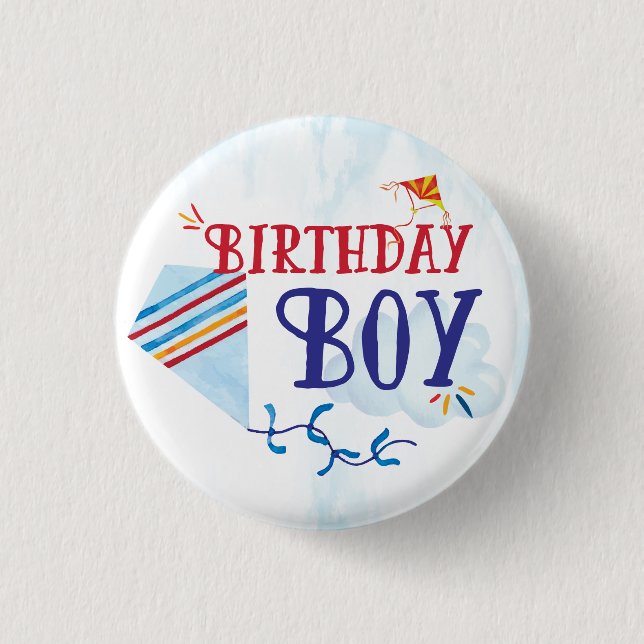 Kite Birthday Boy Button Knapp (Framsida)