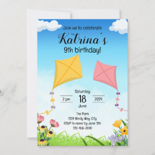 Kite Birthday-inbjudan Inbjudningar