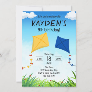 Kite Birthday-inbjudan Inbjudningar