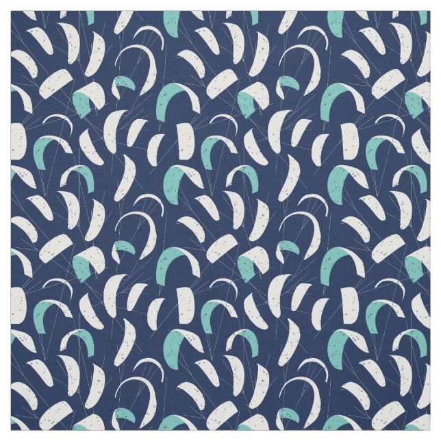 Kite Boarding Blue White Mönster Tyg (Provkarta)