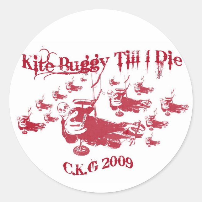 Kite Buggy Sticker Runt Klistermärke (Framsida)