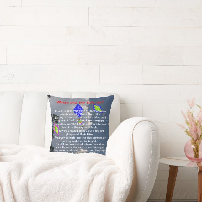 Kite Flied Dikt Namn 16 tum x 16 tum Kudde (Soffa)