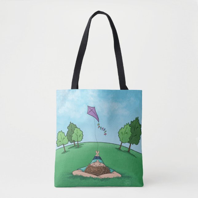 Kite Flies design Tote Bag Tygkasse (Framsida)