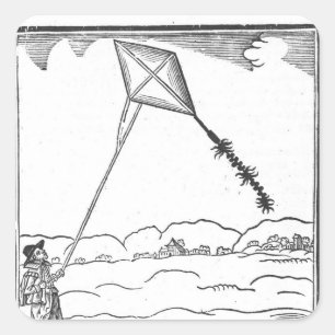 Kite Flies Fyrkantigt Klistermärke