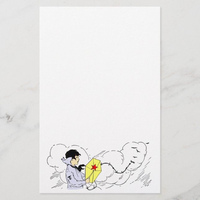 Kite Flyger på en Windy-dagarsstation Brevpapper (Framsida)