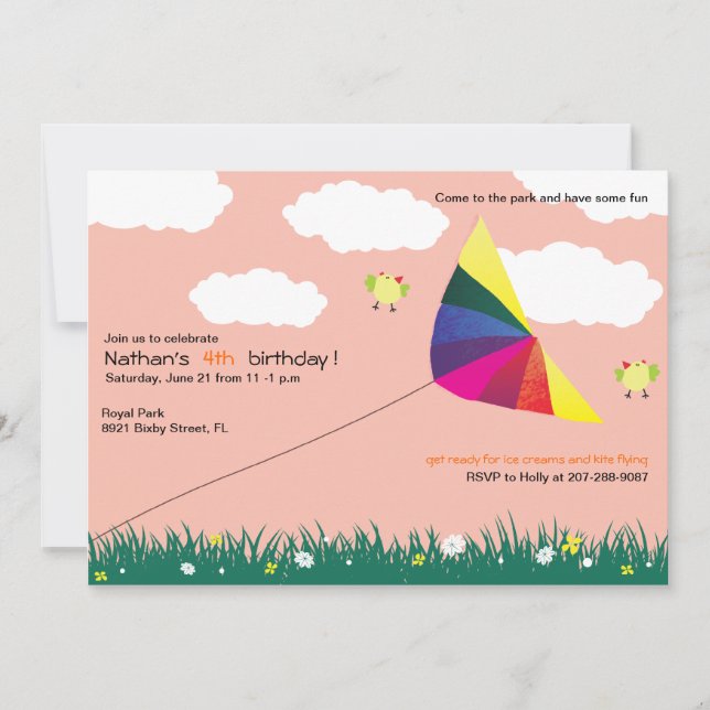 Kite Flying - Barns födelsedag inbjudningar -5 (Framsida)
