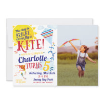 Kite Flying Photo Birthday-inbjudan
