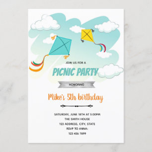 Kite födelsedagsfest inbjudan