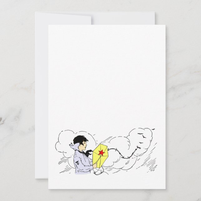 Kite- och Windy Clouds-inbjudningsmall Inbjudningar (Framsida)