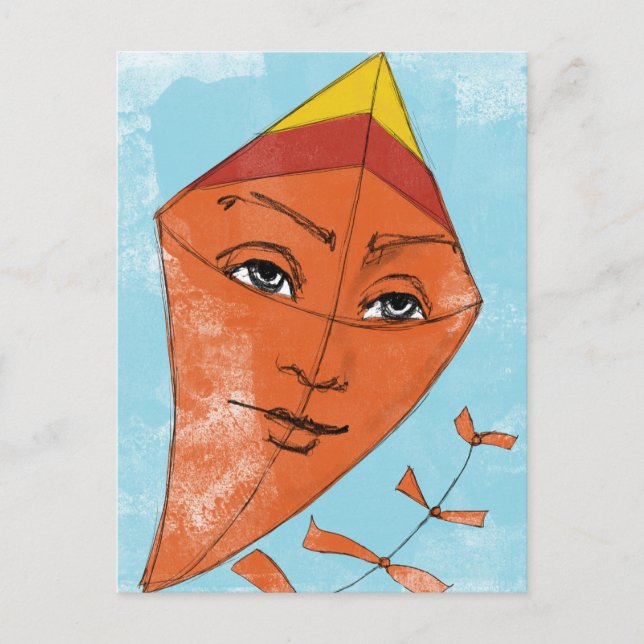 Kite Postcard - Fly A Kite Funny Konstig Vykort (Framsida)