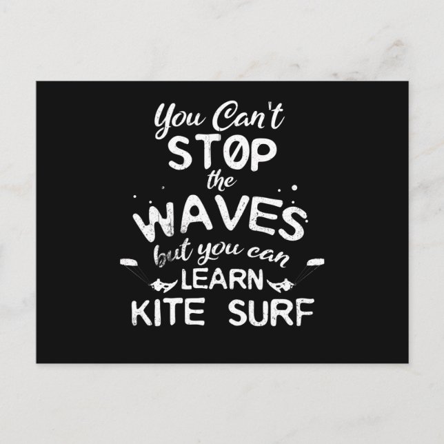 Kite Surf Kitesurfing Stop Waves Surf Windsurfing Vykort (Framsida)