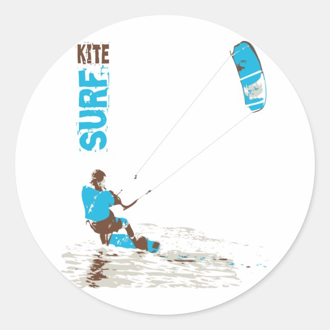 Kite-surfa Runt Klistermärke (Framsida)