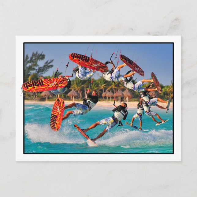 Kite Surfer back roll Post Card Vykort (Framsida)