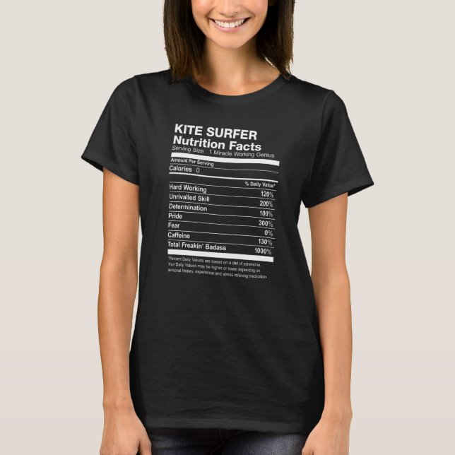 Kite Surfer Nutrition Facts Funny T Shirt (Framsida)