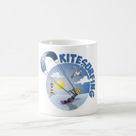 Kite surfing blue illustration kaffemugg
