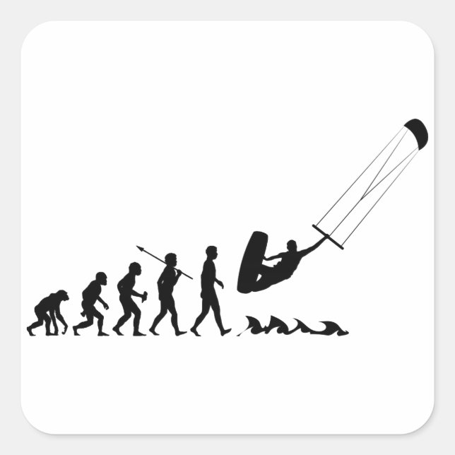 Kite Surfing Fyrkantigt Klistermärke (Framsida)