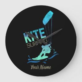 Kite Surfing with Kiteboard for vintage Kite Nerds Stor Klocka