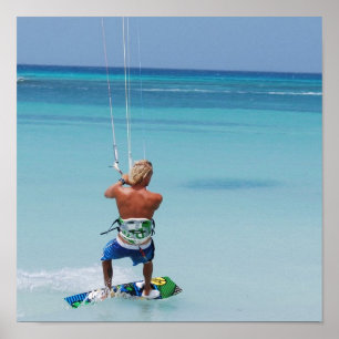 Kiteboarder i tropikernaaffisch poster
