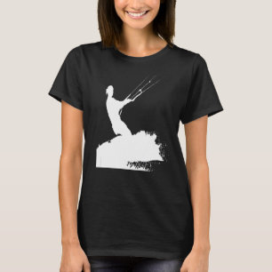 Kiteboarder Riding A Wave White Silhouette T Shirt