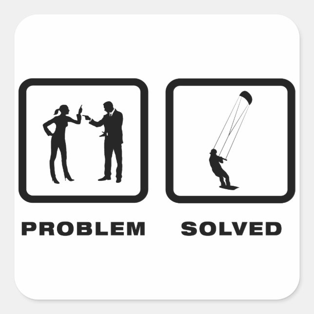 Kiteboarding Fyrkantigt Klistermärke (Framsida)