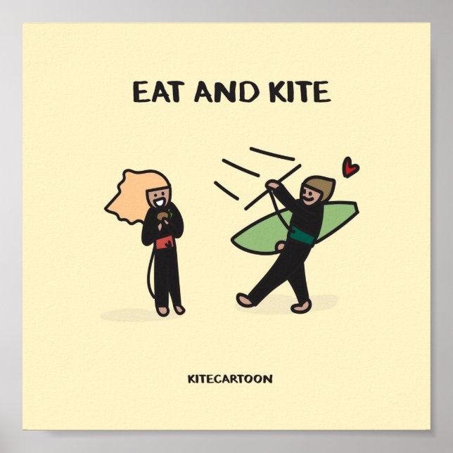 Kiteboarding/kitesurfing - Eat and Kite Poster (Framsidan)