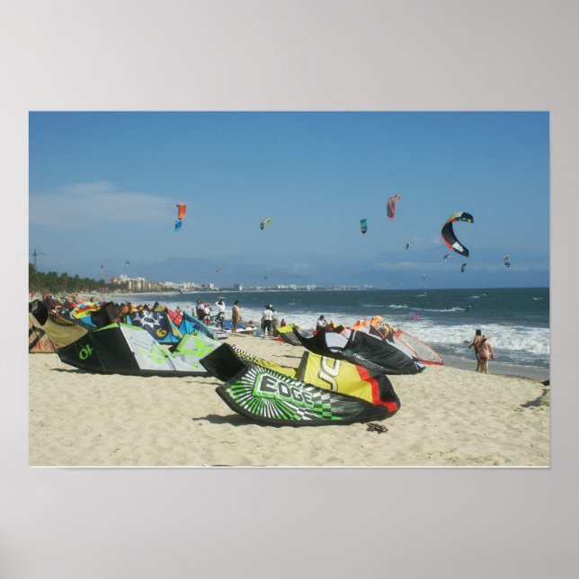 Kiteboarding on Bucerias Beach Mexico Poster (Framsidan)