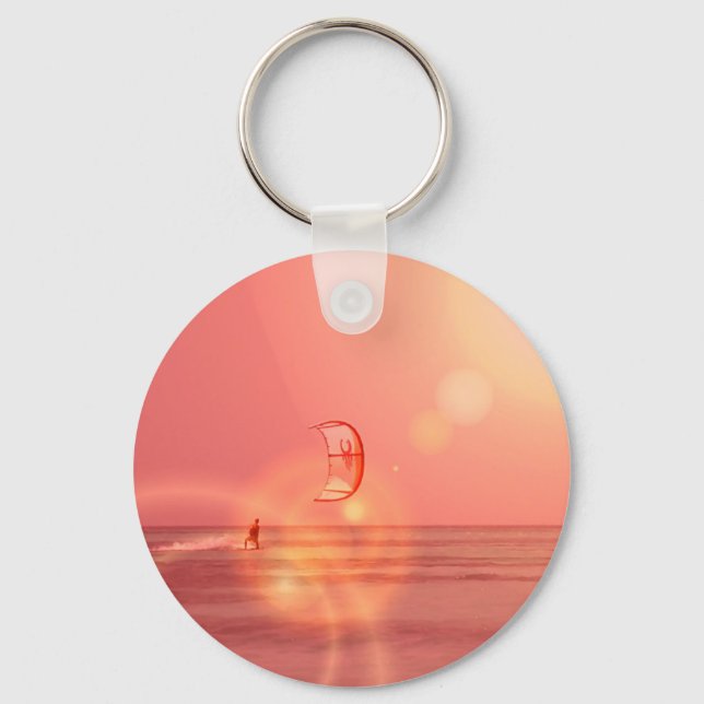 Kiteboarding Sunset Keychain Nyckelring (Framsida)