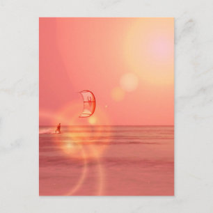 Kiteboarding Sunset Postcard Vykort